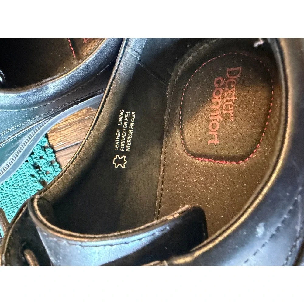 Dexter Comfort Mens Black Leather Square Toe Lace Up Dress Shoes Size 11W